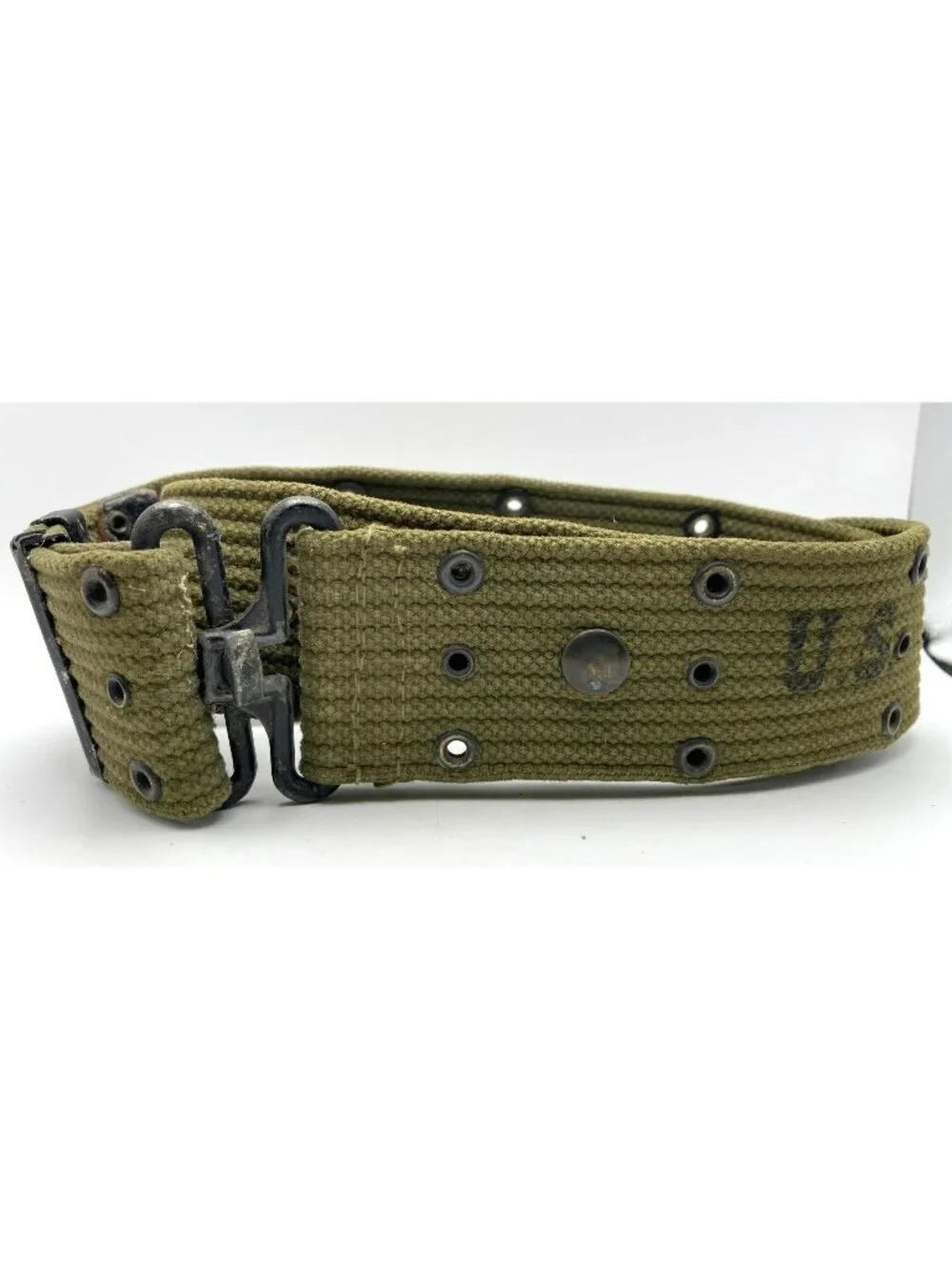 Vintage US Army M1936 Pistol Belt WWII Military Olive Drab Adjustable 41-34